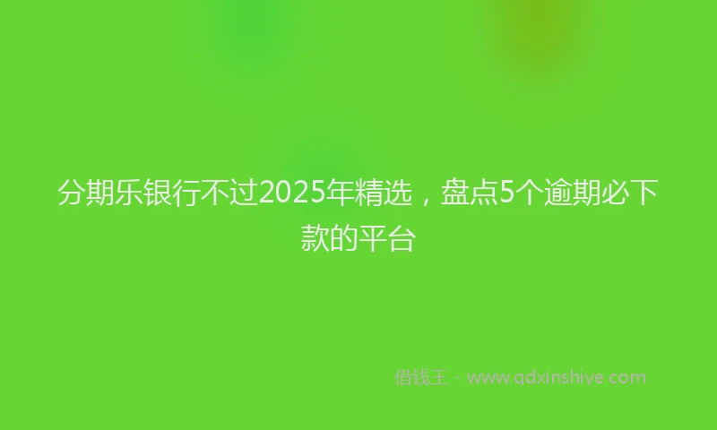 分期乐银行不过2025年精选，盘点5个逾期必下款的平台