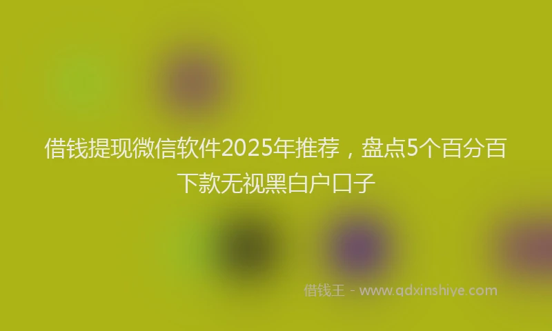 借钱提现微信软件2025年推荐，盘点5个百分百下款无视黑白户口子