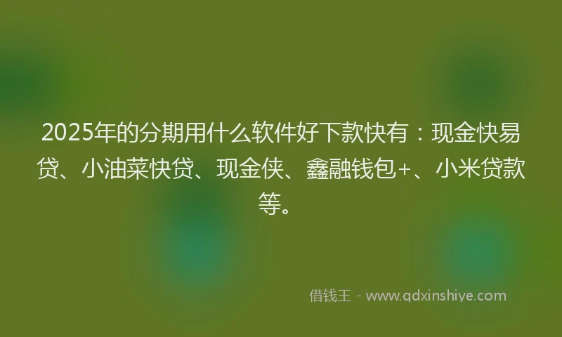 2025年的分期用什么软件好下款快有：现金快易贷、小油菜快贷、现金侠、鑫融钱包+、小米贷款等。