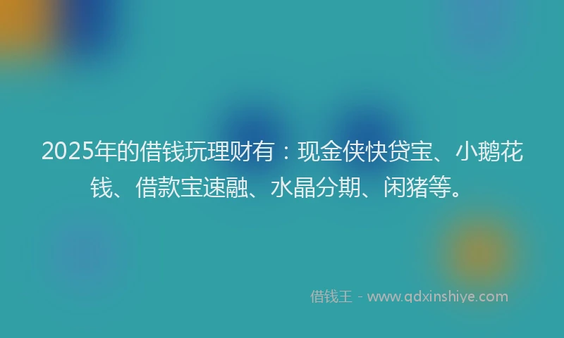 2025年的借钱玩理财有：现金侠快贷宝、小鹅花钱、借款宝速融、水晶分期、闲猪等。