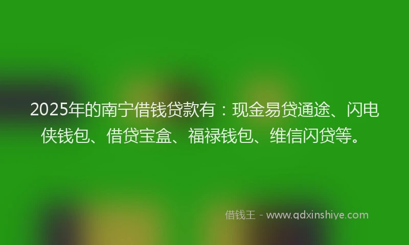 2025年的南宁借钱贷款有：现金易贷通途、闪电侠钱包、借贷宝盒、福禄钱包、维信闪贷等。