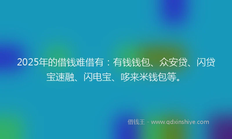2025年的借钱难借有：有钱钱包、众安贷、闪贷宝速融、闪电宝、哆来米钱包等。