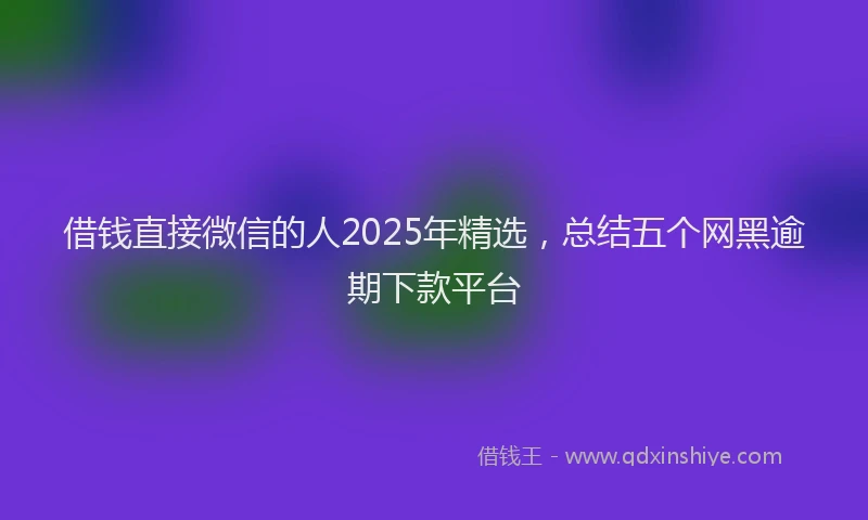 借钱直接微信的人2025年精选，总结五个网黑逾期下款平台