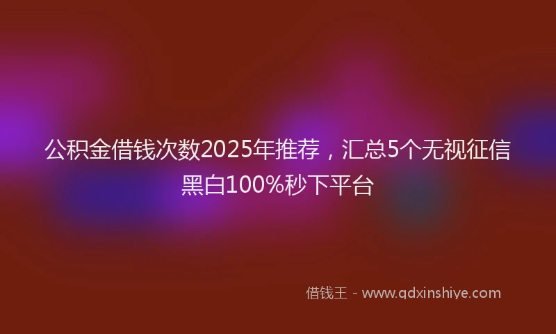 公积金借钱次数2025年推荐，汇总5个无视征信黑白100%秒下平台