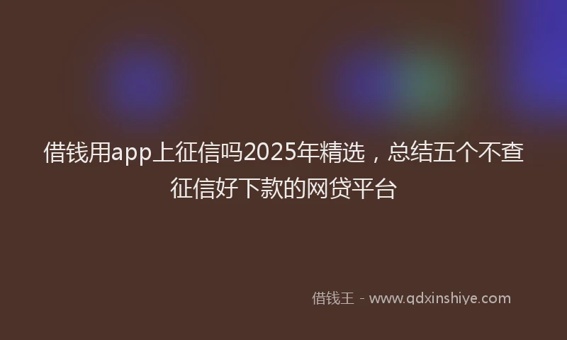 借钱用app上征信吗2025年精选，总结五个不查征信好下款的网贷平台