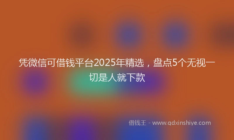 凭微信可借钱平台2025年精选，盘点5个无视一切是人就下款