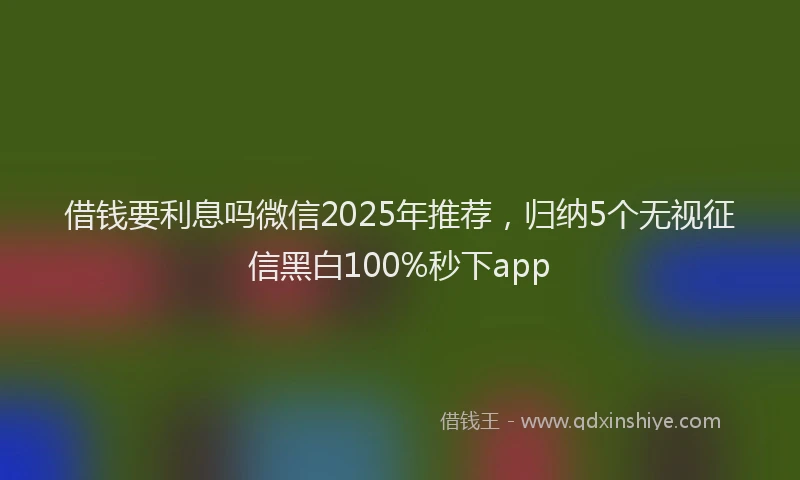 借钱要利息吗微信2025年推荐，归纳5个无视征信黑白100%秒下app