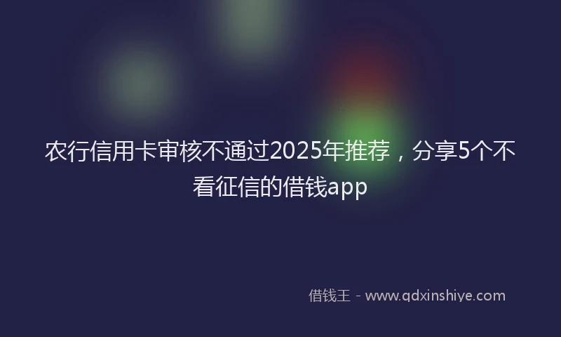 农行信用卡审核不通过2025年推荐，分享5个不看征信的借钱app