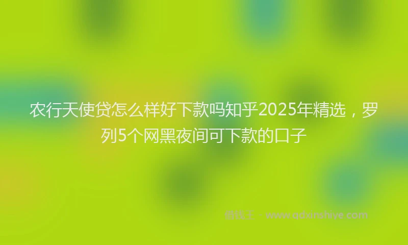 农行天使贷怎么样好下款吗知乎2025年精选，罗列5个网黑夜间可下款的口子