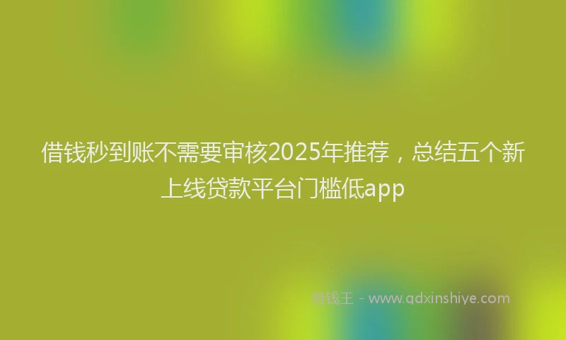 借钱秒到账不需要审核2025年推荐，总结五个新上线贷款平台门槛低app