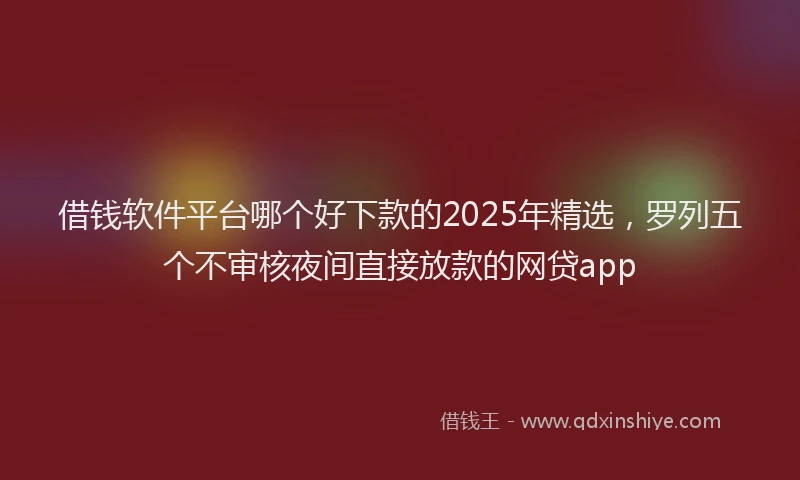 借钱软件平台哪个好下款的2025年精选，罗列五个不审核夜间直接放款的网贷app