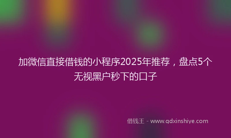 加微信直接借钱的小程序2025年推荐，盘点5个无视黑户秒下的口子