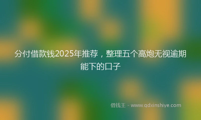 分付借款钱2025年推荐，整理五个高炮无视逾期能下的口子