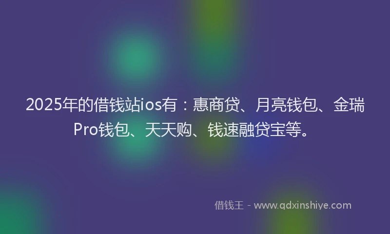 2025年的借钱站ios有：惠商贷、月亮钱包、金瑞Pro钱包、天天购、钱速融贷宝等。