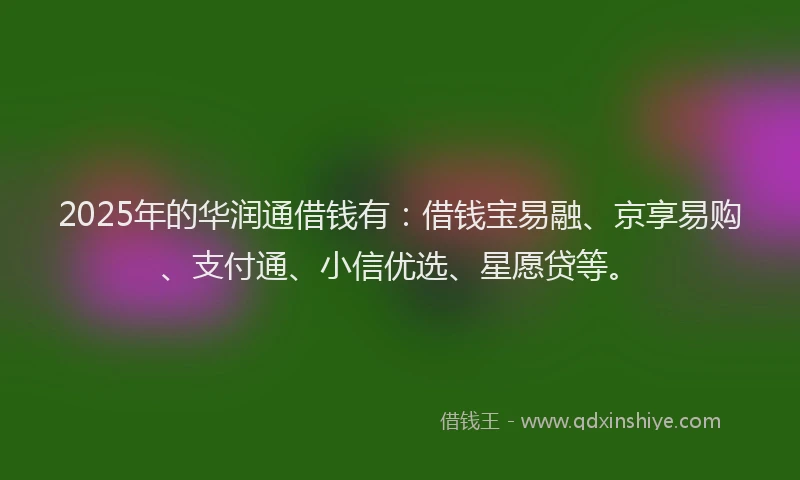 2025年的华润通借钱有：借钱宝易融、京享易购、支付通、小信优选、星愿贷等。