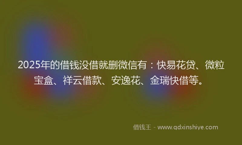 2025年的借钱没借就删微信有：快易花贷、微粒宝盒、祥云借款、安逸花、金瑞快借等。