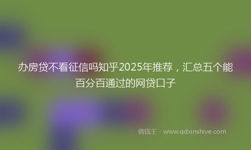办房贷不看征信吗知乎2025年推荐，汇总五个能百分百通过的网贷口子