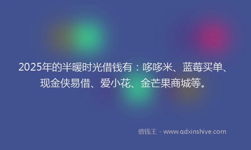 2025年的半暖时光借钱有：哆哆米、蓝莓买单、现金侠易借、爱小花、金芒果商城等。