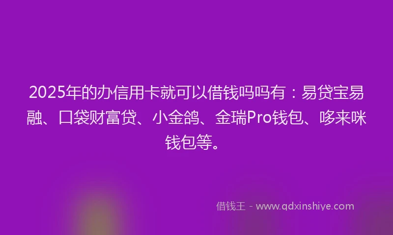 2025年的办信用卡就可以借钱吗吗有：易贷宝易融、口袋财富贷、小金鸽、金瑞Pro钱包、哆来咪钱包等。