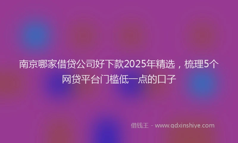 南京哪家借贷公司好下款2025年精选，梳理5个网贷平台门槛低一点的口子