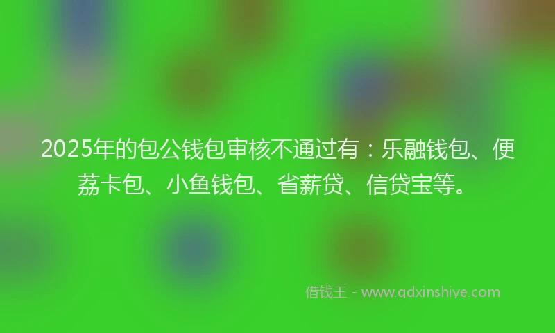 2025年的包公钱包审核不通过有：乐融钱包、便荔卡包、小鱼钱包、省薪贷、信贷宝等。