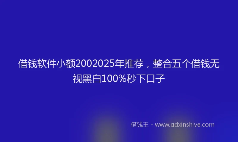 借钱软件小额2002025年推荐，整合五个借钱无视黑白100%秒下口子