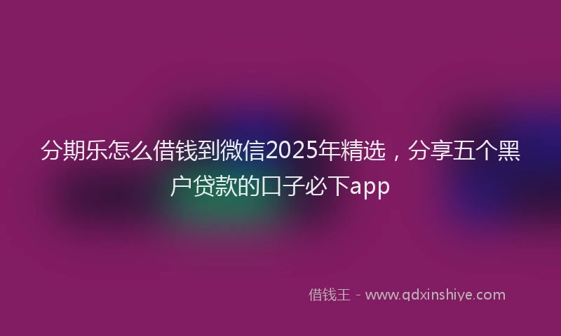 分期乐怎么借钱到微信2025年精选，分享五个黑户贷款的口子必下app