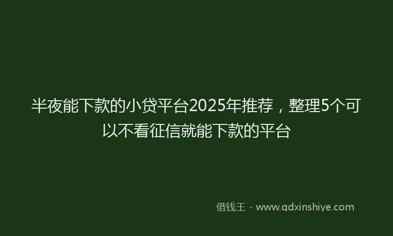 半夜能下款的小贷平台2025年推荐，整理5个可以不看征信就能下款的平台