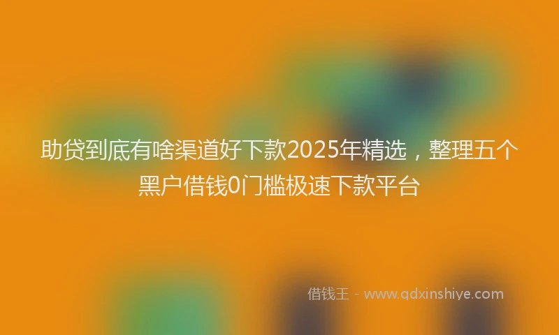 助贷到底有啥渠道好下款2025年精选，整理五个黑户借钱0门槛极速下款平台
