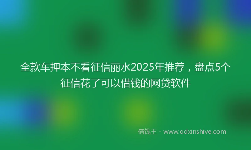 全款车押本不看征信丽水2025年推荐，盘点5个征信花了可以借钱的网贷软件