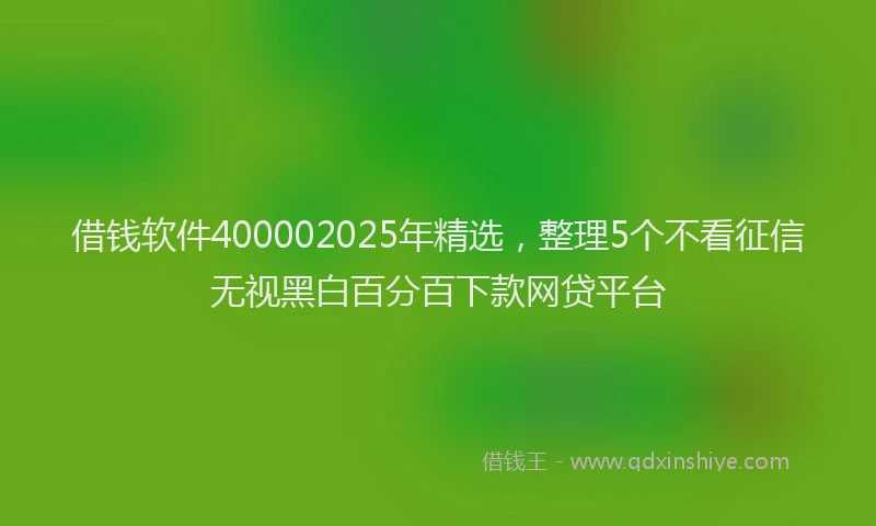 借钱软件400002025年精选，整理5个不看征信无视黑白百分百下款网贷平台