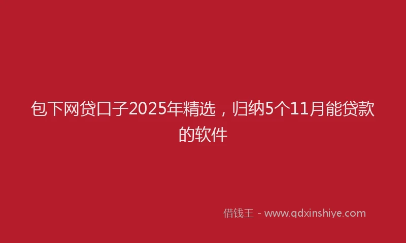 包下网贷口子2025年精选，归纳5个11月能贷款的软件