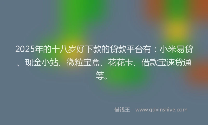 2025年的十八岁好下款的贷款平台有：小米易贷、现金小站、微粒宝盒、花花卡、借款宝速贷通等。