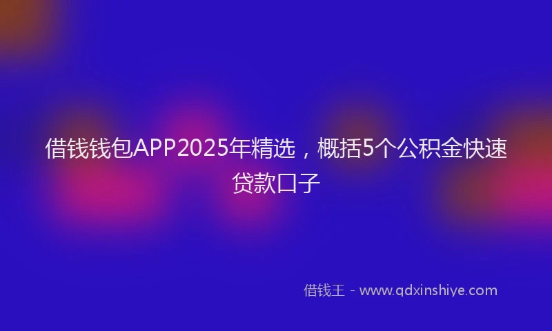 借钱钱包APP2025年精选，概括5个公积金快速贷款口子