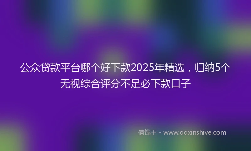 公众贷款平台哪个好下款2025年精选，归纳5个无视综合评分不足必下款口子