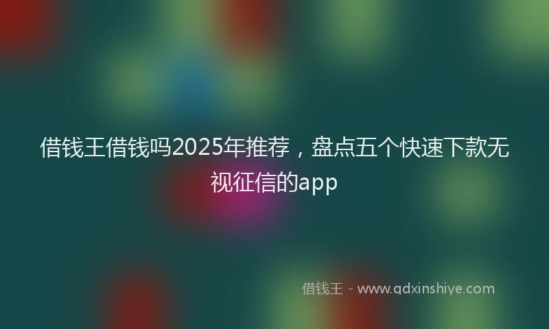 借钱王借钱吗2025年推荐，盘点五个快速下款无视征信的app