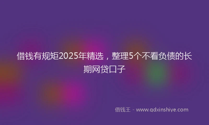 借钱有规矩2025年精选，整理5个不看负债的长期网贷口子