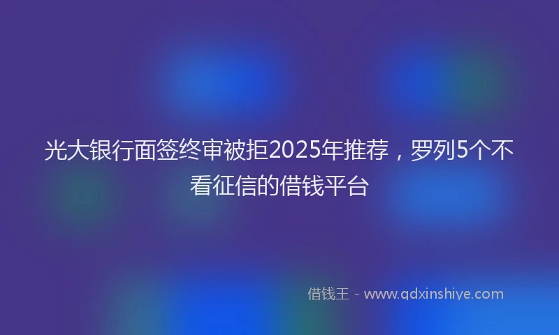 光大银行面签终审被拒2025年推荐，罗列5个不看征信的借钱平台