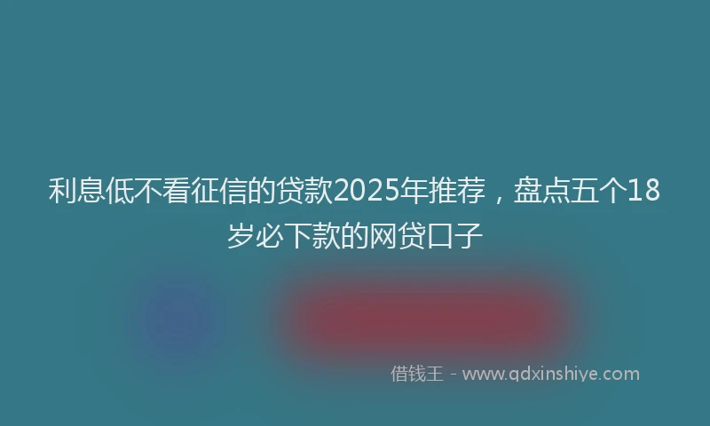 利息低不看征信的贷款2025年推荐，盘点五个18岁必下款的网贷口子