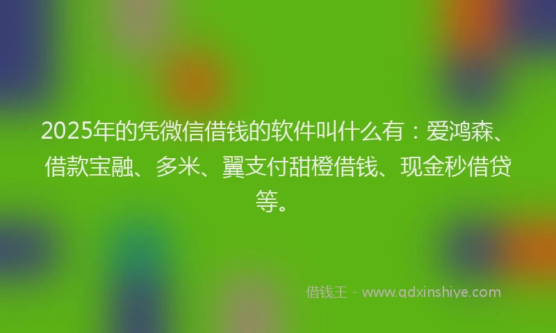 2025年的凭微信借钱的软件叫什么有：爱鸿森、借款宝融、多米、翼支付甜橙借钱、现金秒借贷等。