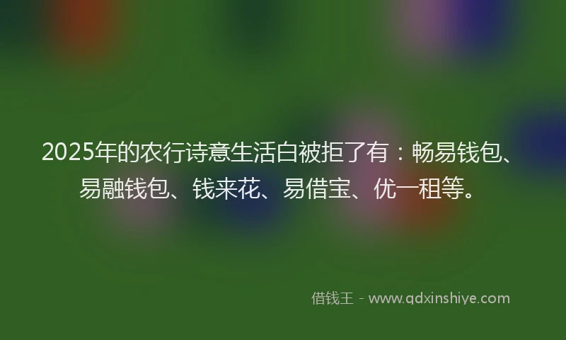 2025年的农行诗意生活白被拒了有：畅易钱包、易融钱包、钱来花、易借宝、优一租等。