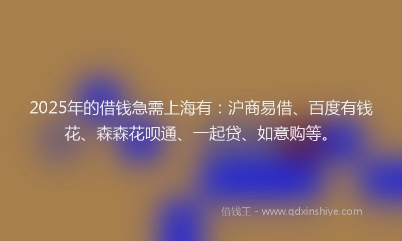 2025年的借钱急需上海有：沪商易借、百度有钱花、森森花呗通、一起贷、如意购等。