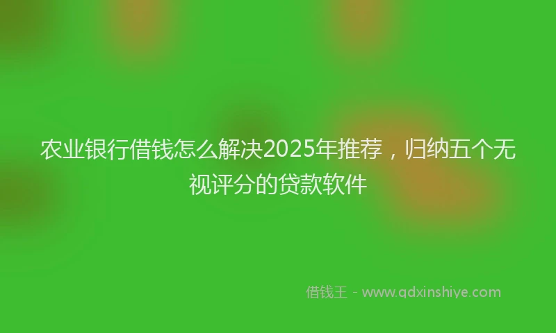 农业银行借钱怎么解决2025年推荐，归纳五个无视评分的贷款软件