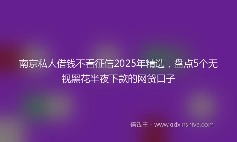 南京私人借钱不看征信2025年精选，盘点5个无视黑花半夜下款的网贷口子