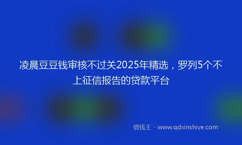 凌晨豆豆钱审核不过关2025年精选，罗列5个不上征信报告的贷款平台