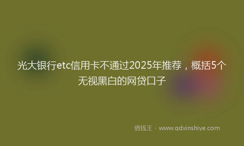 光大银行etc信用卡不通过2025年推荐，概括5个无视黑白的网贷口子