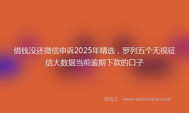 借钱没还微信申诉2025年精选，罗列五个无视征信大数据当前逾期下款的口子