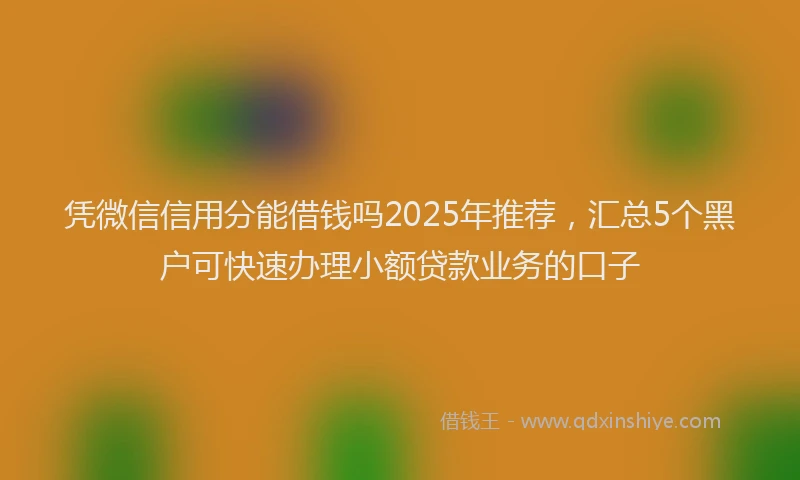 凭微信信用分能借钱吗2025年推荐，汇总5个黑户可快速办理小额贷款业务的口子