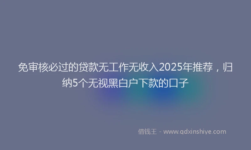 免审核必过的贷款无工作无收入2025年推荐，归纳5个无视黑白户下款的口子