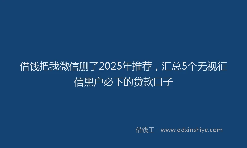 借钱把我微信删了2025年推荐，汇总5个无视征信黑户必下的贷款口子